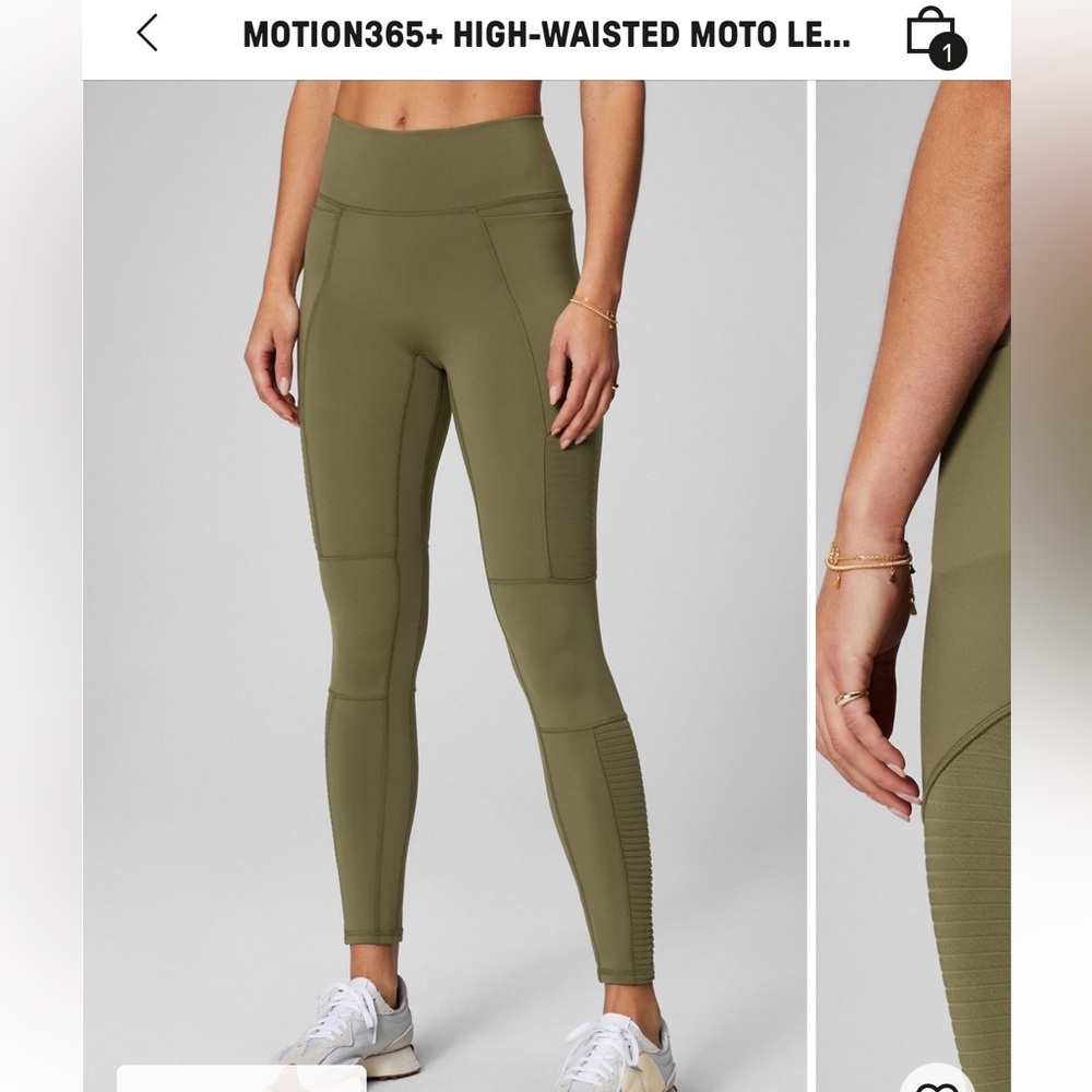 Fabletics Motion365+ High Waisted Moto leggings in Deep Moss
